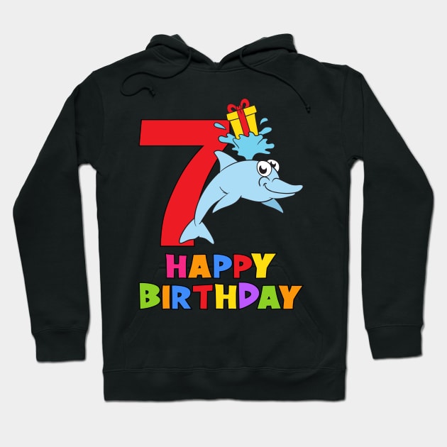 7th Birthday Party 7 Year Old Seven Years Hoodie by KidsBirthdayPartyShirts